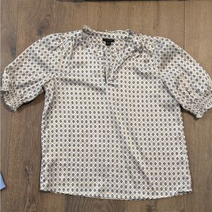 Ann Taylor Geometric Print Top in Black and Gold